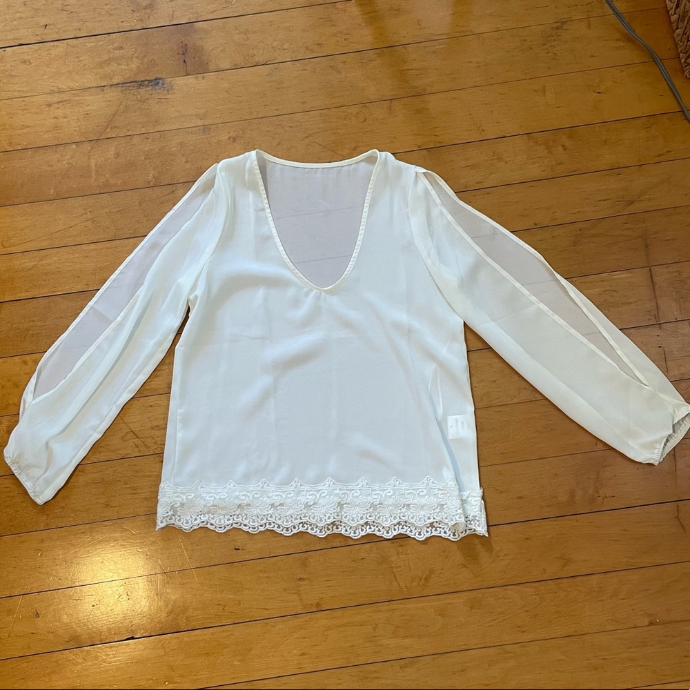 White open shoulder blouse
